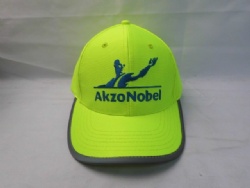 luminescent green safety cap with reflective trim