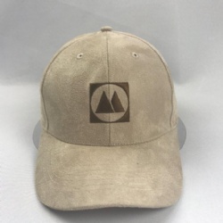 suede beige color 6 panel baseball cap