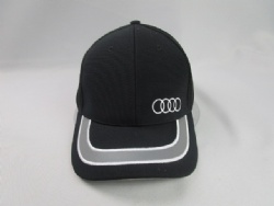 baseball cap with sandwich mesh back panels and reflective stripes
