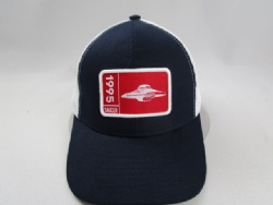 Custom 6 Panel Mesh Hat Baseball Caps With Custom woven Patch overlocked edge