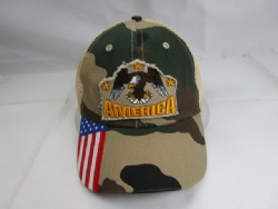 USA woven design camo mesh running hat with custom emb logo