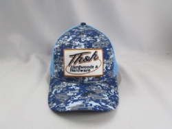 BSCI 100%polyester pomotional sublimation blue camo trucker hat